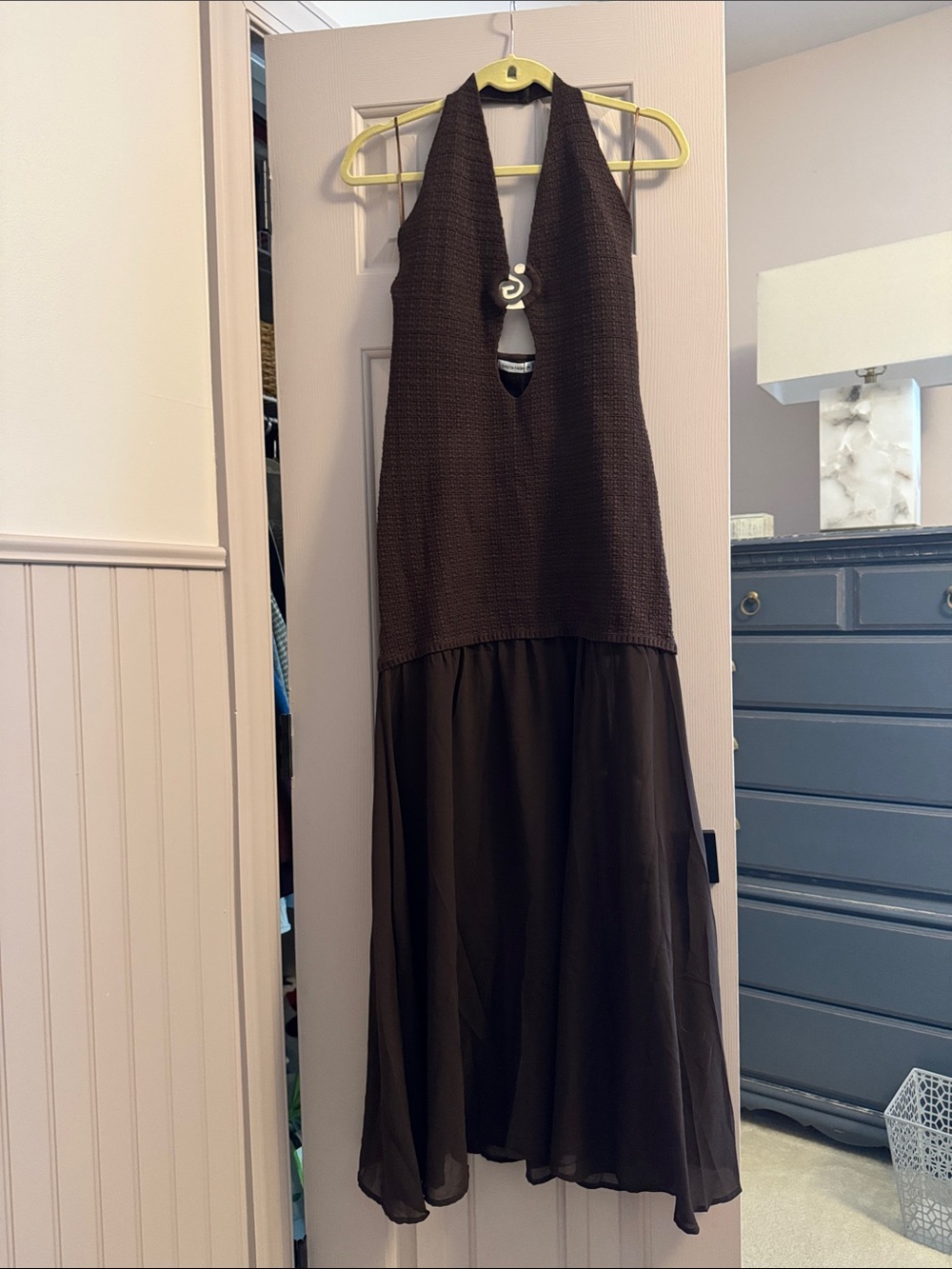 Galita NWT Sleeveless Brown Halter Midi Dress